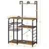 35.5" Kitchen Storage Shelf Baker's Rack with 10 Hooks, Rustic Brown