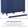 Rolling Mobile Kitchen Island with Drop Leaf - Solid Wood Top; Locking Wheels & Storage Cabinet 52.7 Inch Width(Dark blue)