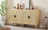 Kitchen storage cabinets with rattan decorative doors;  buffets;  wine cabinets;  dining rooms;  hallways;  cabinet console tables