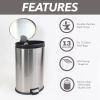 10.5 gal Stainless Steel Kitchen Oval Garbage Can Silver