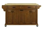 Cambridge Natural Wood Top Kitchen Island with Storage
