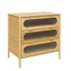Bamboo 3 Drawer Cabinet, Buffet Sideboard Storage Cabinet, Buffet Server Console Table, for Dining Room, Living Room, Kitchen, Hallway