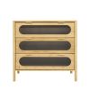 Bamboo 3 Drawer Cabinet, Buffet Sideboard Storage Cabinet, Buffet Server Console Table, for Dining Room, Living Room, Kitchen, Hallway