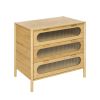 Bamboo 3 Drawer Cabinet, Buffet Sideboard Storage Cabinet, Buffet Server Console Table, for Dining Room, Living Room, Kitchen, Hallway
