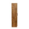 High wardrobe and kitchen cabinet with 2 doors and 3 partitions to separate 4 storage spaces; walnut