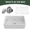 36 Inch Fireclay Farmhouse Kitchen Sink White Single Bowl Apron Front Kitchen Sink; Bottom Grid and Kitchen Sink Drain Included