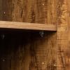 High wardrobe and kitchen cabinet with 2 doors and 3 partitions to separate 4 storage spaces; walnut