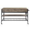 Macaria Kitchen Island; Rustic Oak &amp; Black Finish AC00402
