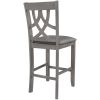 TOPMAX Farmhouse 2 Piece Padded Round Counter Height Kitchen Dining Chairs with Cross Back for Small Places; Gray
