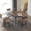 6-Piece Modern Dining Set for Home, Kitchen, Dining Room with Storage Racks, Rectangular Table, Bench, 4 Chairs, Steel Frame - Natural Color