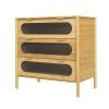 Bamboo 3 Drawer Cabinet, Buffet Sideboard Storage Cabinet, Buffet Server Console Table, for Dining Room, Living Room, Kitchen, Hallway