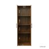 High wardrobe and kitchen cabinet with 2 doors and 3 partitions to separate 4 storage spaces; walnut