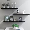 4pcs White Floating Wood Wall Shelves Storage Rack Bookcase for Kitchen Bathroom