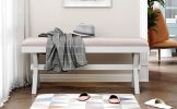 3 Pieces Farmhouse Rustic Wood Kitchen Dining Table Set with 2 Upholstered Benches