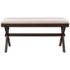 3 Pieces Farmhouse Rustic Wood Kitchen Dining Table Set with 2 Upholstered Benches