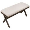 3 Pieces Farmhouse Rustic Wood Kitchen Dining Table Set with 2 Upholstered Benches